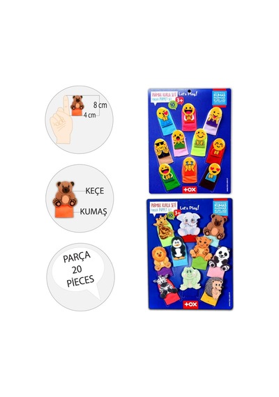 2 Set - 20 Parça Tox Emojiler Ve Vahşi Hayvanlar Parmak Kukla T10