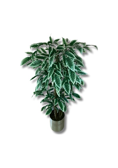 Cihan Çiçekçilik Yeşil Beyaz Yapay Ceviz Ağacı 180 Cm 30x30 Metal Saksı Yeşil