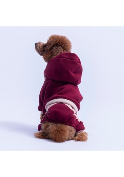 Bordo Denver Track Tulum Köpek Tulumu Köpek Kıyafeti Köpek Eşofmanı Kedi Kıyafeti