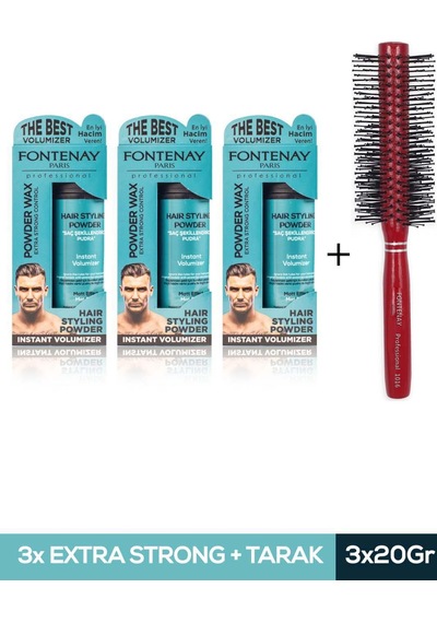 Fontenay Saç Şekillendirici Pudra Toz Wax Mat Effect Mavı 20gr X3 + 1016 Tarak'ı 4'lü Set