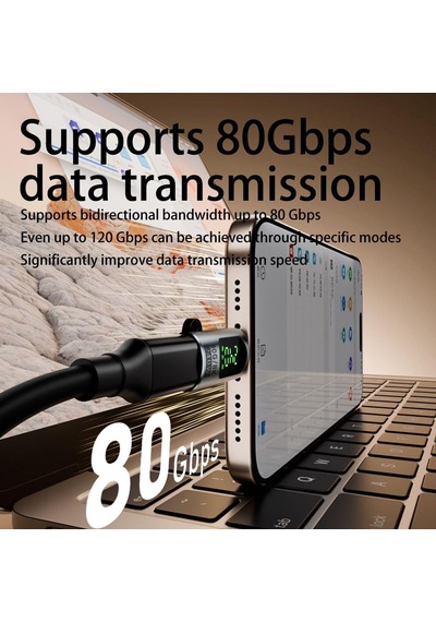 Lexroo Type C To Type C 240w 80gbps Dijital Göstergeli Şarj Ve Veri Aktarımı Otgjk Standart