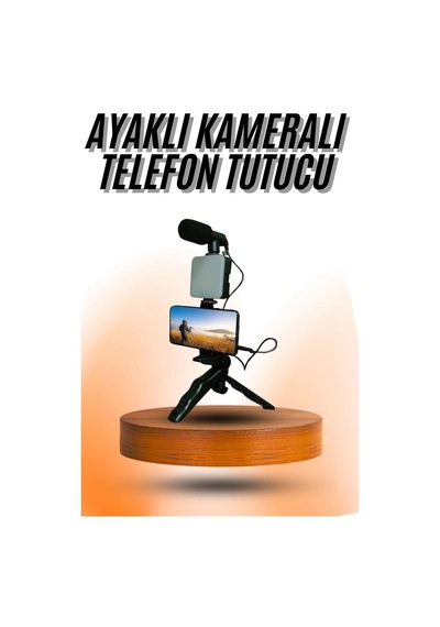 Mey İthalat Telefon Tutucu Mini Mikrofonlu Tripod Vlog Çekim Video Diğer