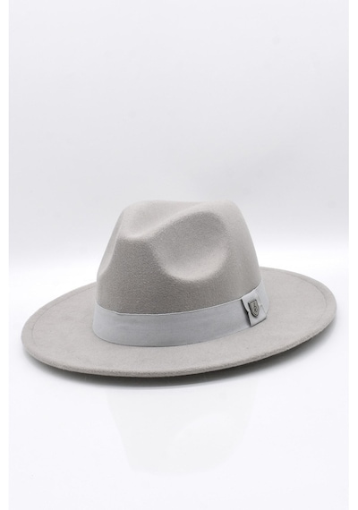 Külah Gri Fötr Şapka Ayarlanabilir Ipli Panama Hat-Gri-Standart