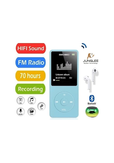8gb Hafıza Kartlı Bluetoothlu Mp3 Çalar Fm Radio Dahili Hoparlör Ekranlı Müzik Çalar