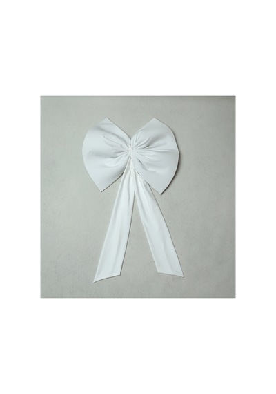 Kurdele Yıllbaşı Ağaç Süs Noel Beyaz Fiyonk 55x50 Cm Büyük Beyaz - 853506650