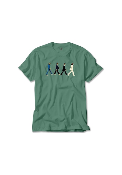 The Beatles Abbey Road Cartoon Yeşil Tişört