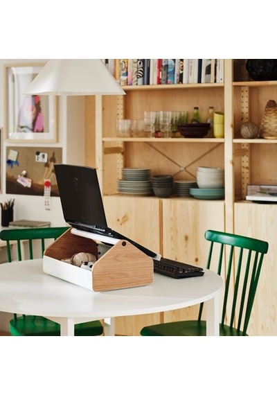 Ikea Yxstaby Laptop Desteği, Beyaz, 43x27x18 Cm, Depolamalı