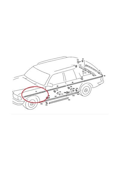 Mercedes W123 Çamurluk Nikelajı Ön Sol - 1236900380