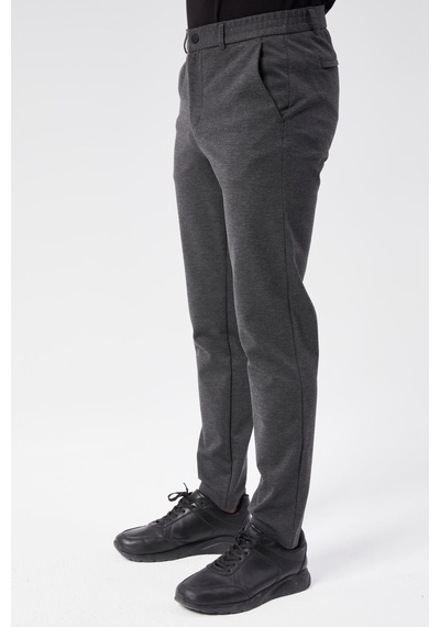 Erkek Beli Yarım Lastikli Arka Cep Fermuarlı Slim Fit Pantolon Antrasit Antrasit Erkek Beli Yarım Lastikli Arka Cep Fermuarlı Slim Fit Pantolon Antrasit Antrasit