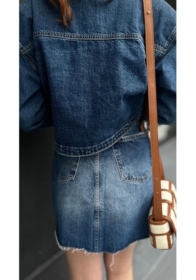 Denim Mini Etek Lacivert