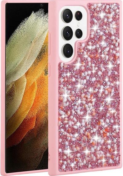 Samsung Galaxy Uyumlu S23 Ultra Kılıf Parlak Taşlı Tasarım Stone Linea Kapak