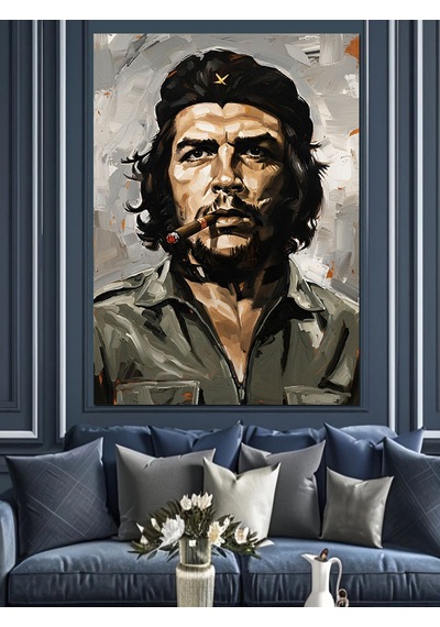 Savaşçı Che Guevara Portre Dekoratif Kanvas - Mdf Ahşap Tablo