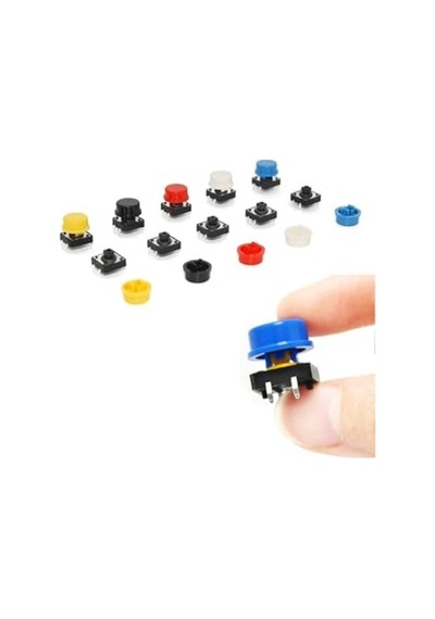 Başlıklı Tact Buton Seti, 12x12mm 25 Adet, 4 Renk