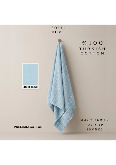 Botti Home %100 Pamuk Jakarlı Banyo Havlusu 100 X 150 Cm Çeyizlik Yumuşak Dokulu Havlu Bebek Mavisi