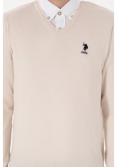 U.S. Polo Assn. Erkek Krem Melanj Basic Kazak 50288881-VR159