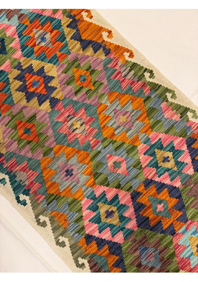 El Dokuma Afgan Kilim Çok Renkli