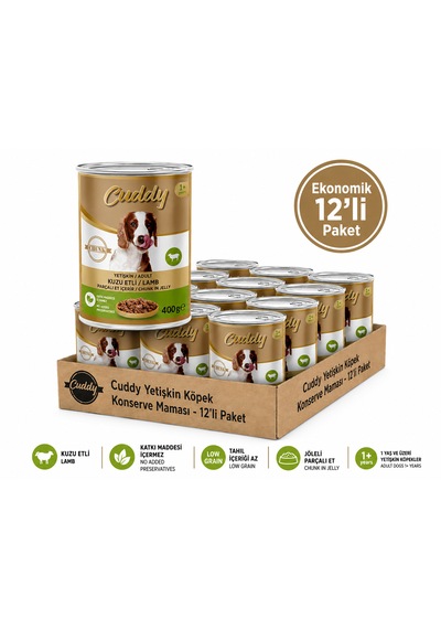 Cuddy Kuzulu Jöleli Yetişkin Köpek Maması 400 Gr X 12 Adet
