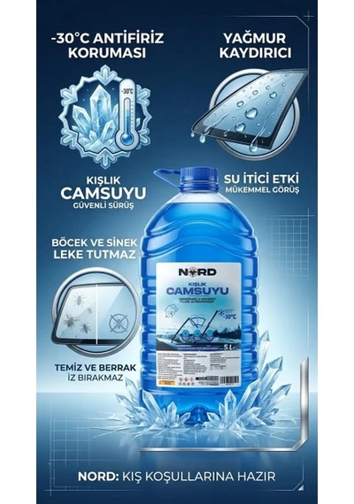 Nord Kışlık Antifrizli Cam Suyu 5 L -30 C Yağmur Kaydırıcı