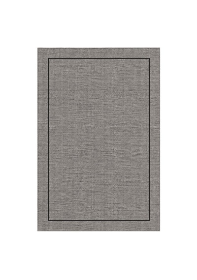 Kartela Halı Sisal Görünümlü Minimal Çerçeveli Halı Antrasit Kaymaz Taban 120x180 Cm