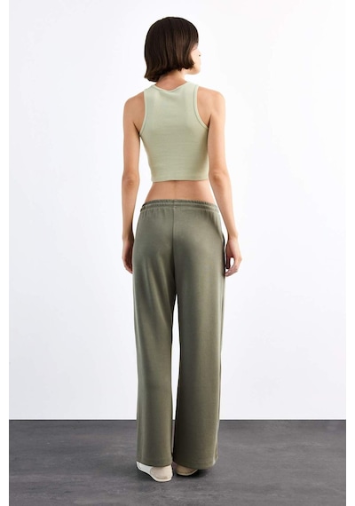 Defacto Relax Fit Beli Lastikli Düz Paça Modal Pantolon G1086ax25smkh258 Haki