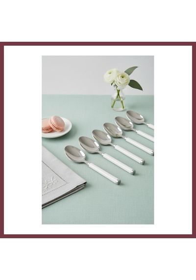 Storeşahin 6 Lı Paslanmaz Çelik Tatlı Kaşığı Seti Beyaz Saplı 15 Cm Shn0720