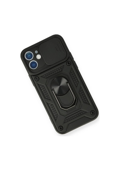 Apple Uyumlu iPhone 12 Mini Kılıf Pars Lens Yüzüklü Silikon Siyah\