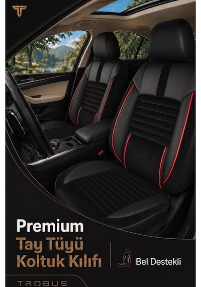 Volvo V40 2012-2019 Uyumlu Apex Serisi Siyah Kırmızı Oto Koltuk Kılıfı