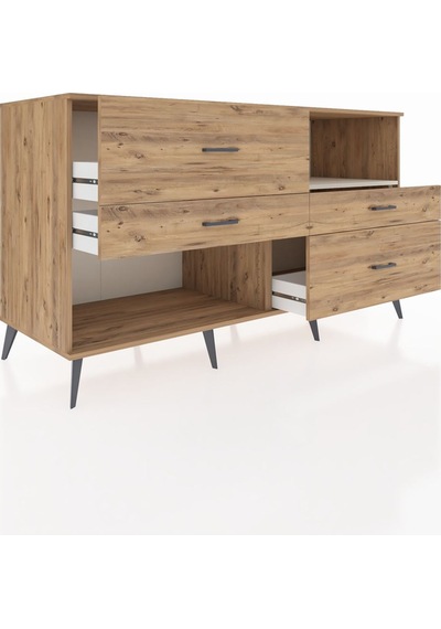 Kronos Konsol Tek Raflı 4 Çekmeceli 176x59x99 Çam-aytaşı/çam Çam-aytaşı/çam