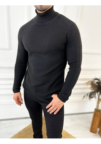 Elku Moda Kazak Naturel Pamuk Triko Boğazlı Balıkçı Yaka Kazak Siyah Elku Moda Kazak Naturel Pamuk Triko Boğazlı Balıkçı Yaka Kazak Siyah