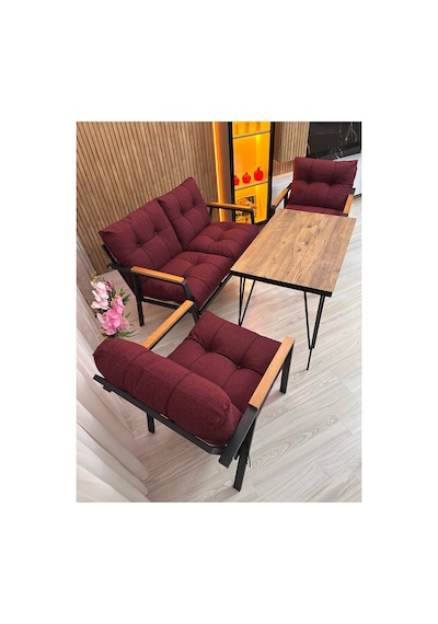 Houseart Gül Metal Bahçe Koltuk Takımı 2+1+1 Masalı Balkon Teras Cafe Oturma Grubu Bordo Houseart Gül Metal Bahçe Koltuk Takımı 2+1+1 Masalı Balkon Teras Cafe Oturma Grubu Bordo