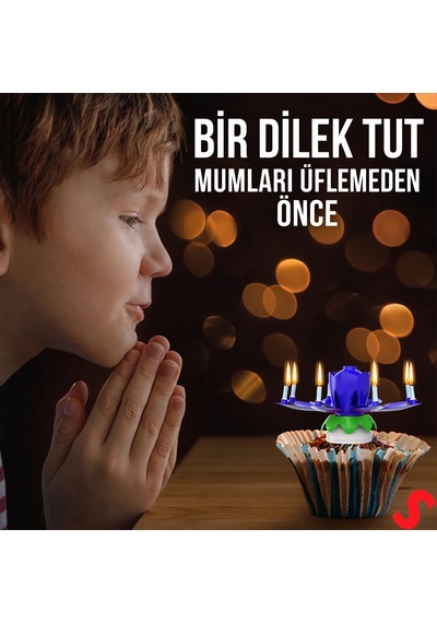 Kendiliğinden Açılan Ve Müzikle Dönen Doğum Günü Mumu
