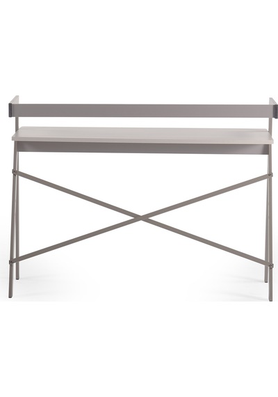 Ofisbazaar Home Desk 120x60 Cm Üst Raflı Metal Ayaklı Çalışma Masası Toprak