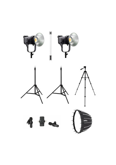 Cobac 300 Stüdyo Işığı 2 + 3 Mt Işık Ayağı 2 + 307 Tripod + Sl90 Softbox 2 + Hdl60 Işık + V6 Mikrofon Işık Seti