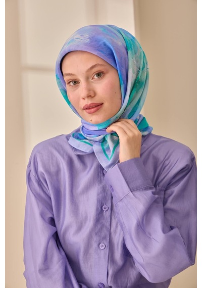Silk Home Olinda İpek Eşarp 47004-16 Lila, Turkuaz, Yeşil, Mavi