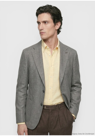 Ramsey Gül Kurusu Shirt Shoulder Slim Fit %100 Keten Ceket Gülkurusu