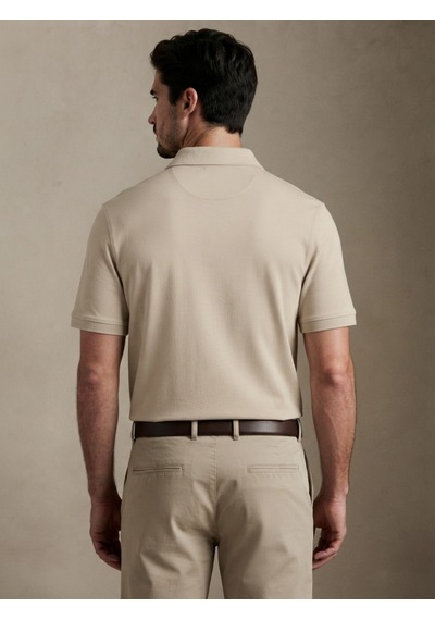 Maccali Erkek Krem Amblemli Basic Polo Yaka Tişört