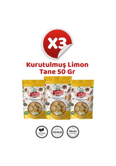 Kurutulmuş Limon Tane 3 X 50 Gr 3'lü Paket C Vitamini Katkısız Organik