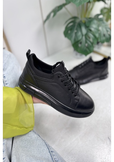 Günlük Erkek Ayakkabı İç Dış Hakiki Deri Bağcıklı Kalın Yüksek Taban Bilek Destek Hafif Sneaker 300 Siyah Günlük Erkek Ayakkabı İç Dış Hakiki Deri Bağcıklı Kalın Yüksek Taban Bilek Destek Hafif Sneaker 300 Siyah