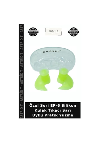 Özel Seri Ep-6 Silikon Kulak Tıkacı Sarı Uyku Pratik Yüzme