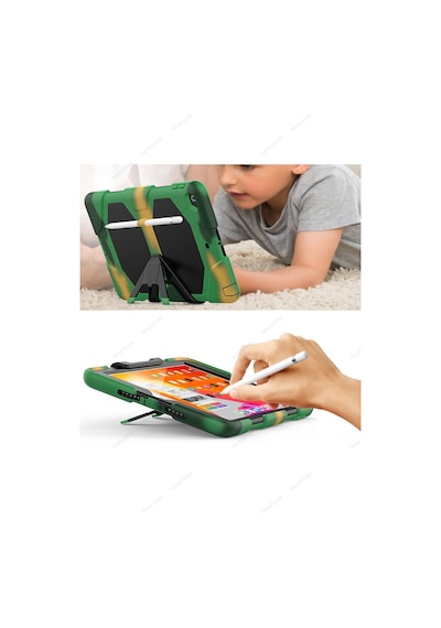 Apple Uyumlu iPad 5. 6. Nesil 2017 2018 9.7" Inc Kılıfı Defender Tank Zırh Silikon Kılıf Ekran Koruyuculu Kamuflaj Apple Uyumlu iPad 5. 6. Nesil 2017 2018 9.7" Inc Kılıfı Defender Tank Zırh Silikon Kılıf Ekran Koruyuculu Kamuflaj
