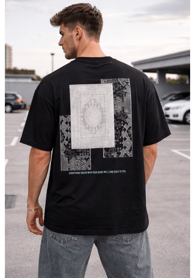Cool Tarz Oversize Erkek Tişört Baskılı Pamuklu Rahat Kesim Streetwear Yazlık Basic T-shirt Siyah Siyah Cool Tarz Oversize Erkek Tişört Baskılı Pamuklu Rahat Kesim Streetwear Yazlık Basic T-shirt Siyah Siyah