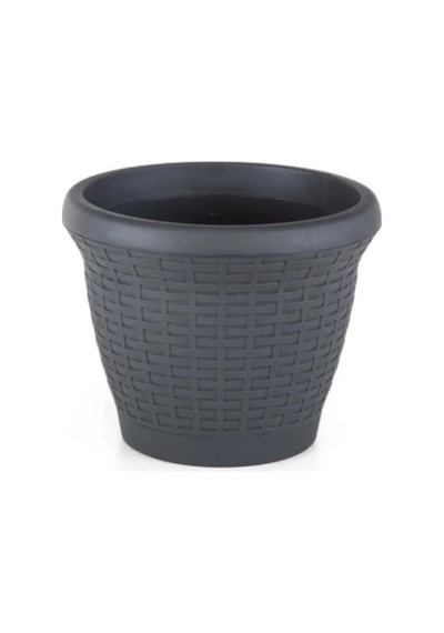 Omnipazar So-hs04 Plastik Hasır Desenli Dekoratif Saksı 15 Litre No 4 Antrasit 116
