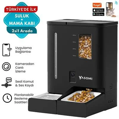 Yasomi DU-F03V Smartpaw + 2 si 1 Arada 4L / 5L Kapasiteli Pilli/kablolu Akıllı Otomatik Mama Ve Su Kabı (Teşhir)