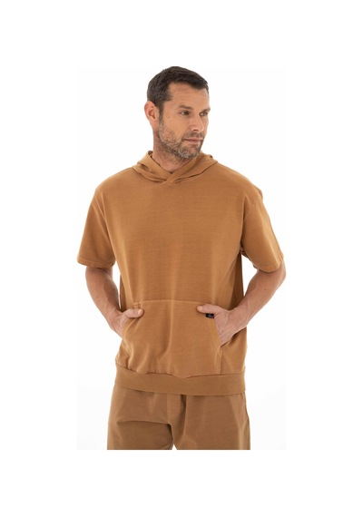 AR-MA Arma Erkek Oversize Kısa Kollu Kanguru Cepli Kapşonlu Sweatshirt 001