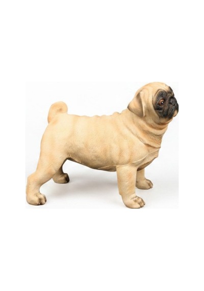 Krem Rengi Pug Köpek Figürü- Model Hayvan Oyuncak