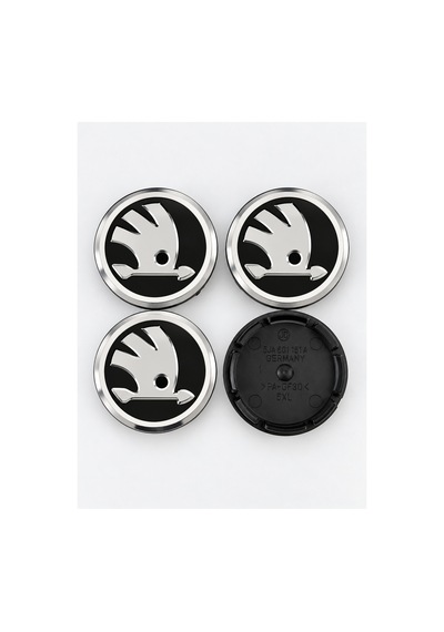 Skoda Octavia Fabia Superb Rapid Yeti Roomster Uyumlu Jant Göbek Kapağı 4'lü Set Siyah Krom 55 Mm 5ja601151a - 942590233