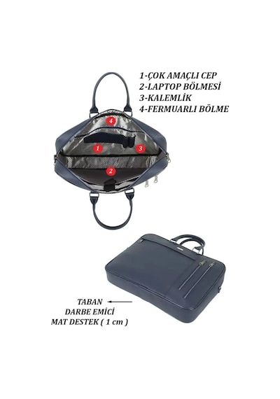 Case Club 2208-5 Laptop Evrak Çantası Büyük Boy 17.3 İnç El Omuz Çantası Lacivert