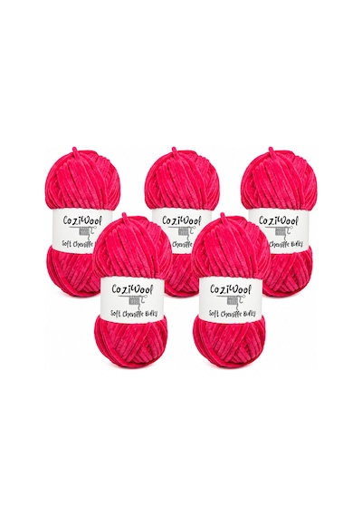 Kadife İp Soft Chenille Bulky 5'li Paket 5x100 Gr 120 Mt El Örgü İpi Fuşya - 875823131