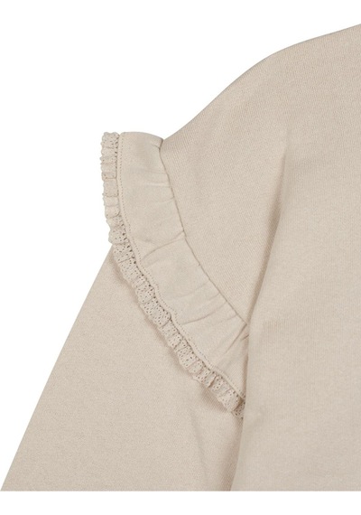 Antebies Organik Bej Dantel Detaylı Uzun Kollu Manşetli Kız Çocuk Sweatshirt Krem