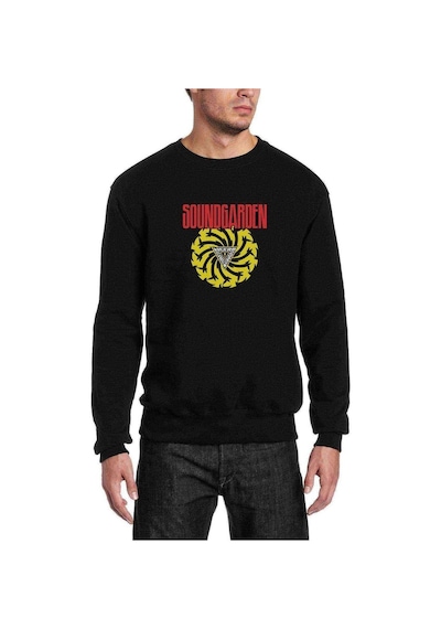 Soundgarden Logo Baskılı Siyah Erkek Örme Sweatshirt